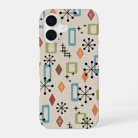 Retro Mid Century Modern Atomic Abstract Pattern iPhone 16 Hoesje (Achterkant)