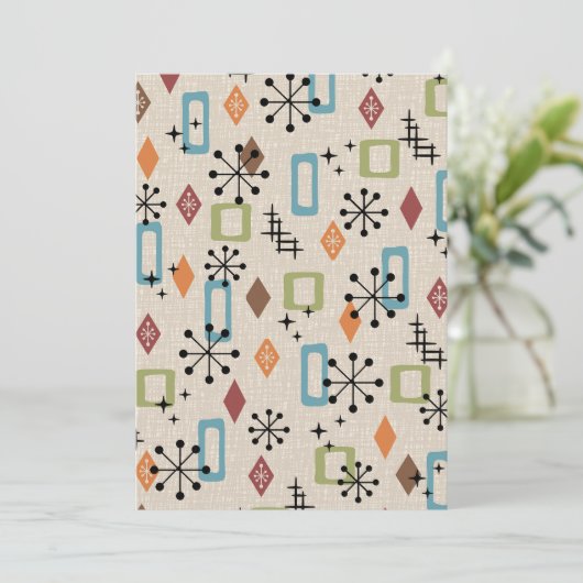 Retro Mid Century Modern Atomic Abstract Pattern Kaart (Staand voorkant)