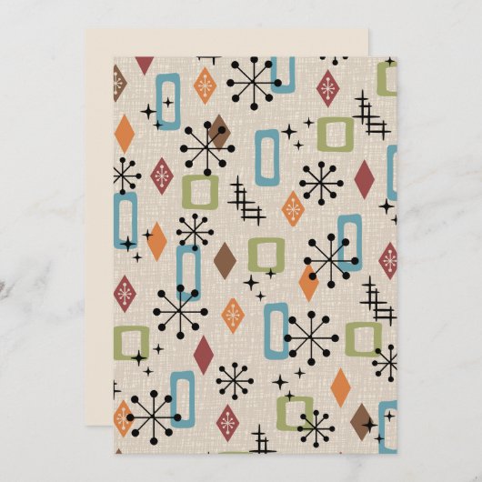 Retro Mid Century Modern Atomic Abstract Pattern Kaart (Voorkant / Achterkant)