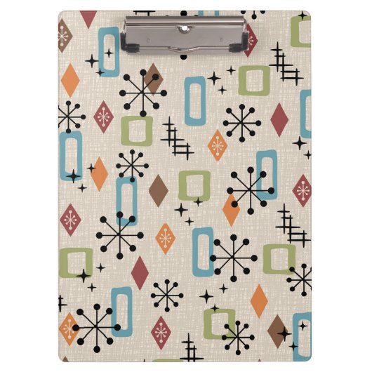 Retro Mid Century Modern Atomic Abstract Pattern Klembord (Voorkant)