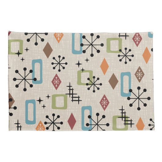 Retro Mid Century Modern Atomic Abstract Pattern Kussensloop (Achterkant-Rechts)