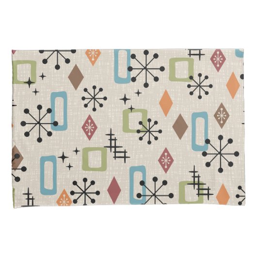 Retro Mid Century Modern Atomic Abstract Pattern Kussensloop (Voorkant-Rechts)