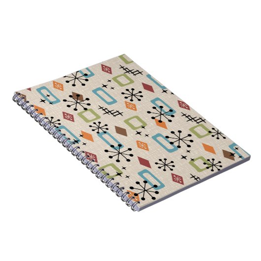 Retro Mid Century Modern Atomic Abstract Pattern Notitieboek (Rechterzijde)