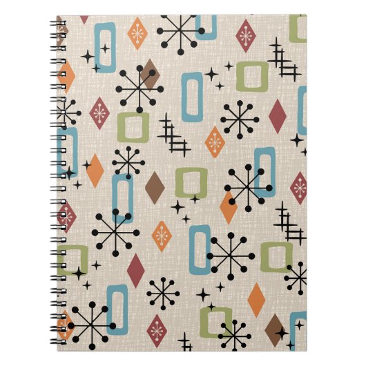 Retro Mid Century Modern Atomic Abstract Pattern Notitieboek (Voorkant)