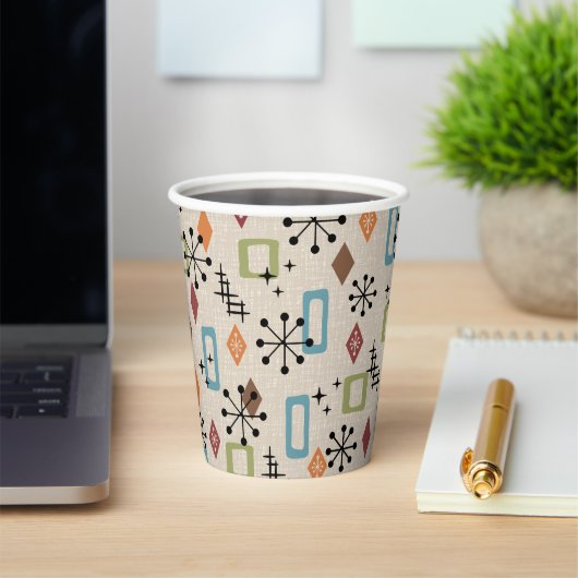 Retro Mid Century Modern Atomic Abstract Pattern Papieren Bekers (Insitu)