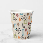 Retro Mid Century Modern Atomic Abstract Pattern Papieren Bekers (Achterkant)