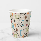 Retro Mid Century Modern Atomic Abstract Pattern Papieren Bekers (Voorkant)