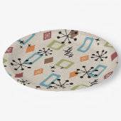 Retro Mid Century Modern Atomic Abstract Pattern Papieren Bordje (Gekanteld)
