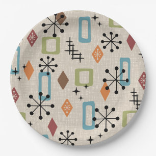 Retro Mid Century Modern Atomic Abstract Pattern Papieren Bordje