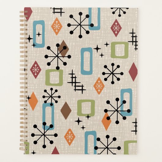 Retro Mid Century Modern Atomic Abstract Pattern Planner (Voorkant)