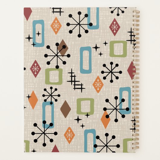 Retro Mid Century Modern Atomic Abstract Pattern Planner (Achterkant)