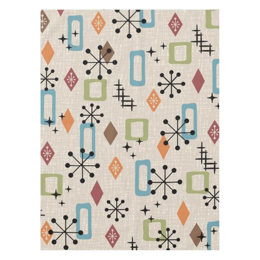 Retro Mid Century Modern Atomic Abstract Pattern Tafelkleed (Voorkant)