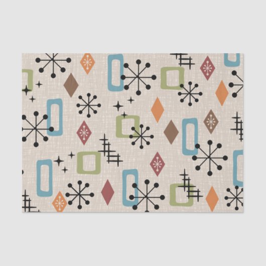 Retro Mid Century Modern Atomic Abstract Pattern Tissuepapier (Voorkant)