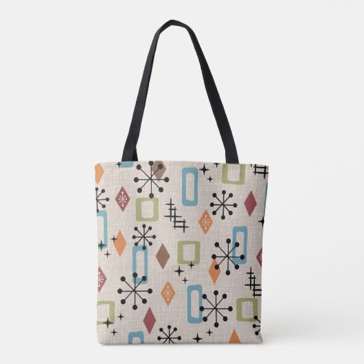 Retro Mid Century Modern Atomic Abstract Pattern Tote Bag (Achterkant)