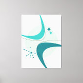 Retro Mid Century Modern Atomic Age 26 Aqua, Blauw Canvas Afdruk (Voorkant)