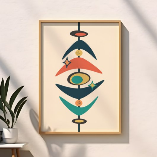 Retro Mid Century Modern Atomic Age Abstract Poster
