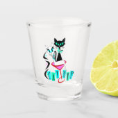 Retro Mid Century Modern Atomic Cat CatNip Shot Glas (Voorkant)