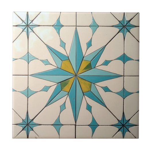 Retro Mid Century Modern Atomic Geometric Pattern Tegeltje (Voorkant)