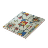 Retro Mid Century Modern Atomic Geometric Pattern Tegeltje (Zijkant)