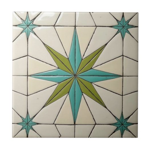 Retro Mid Century Modern Atomic Geometric Pattern Tegeltje (Voorkant)