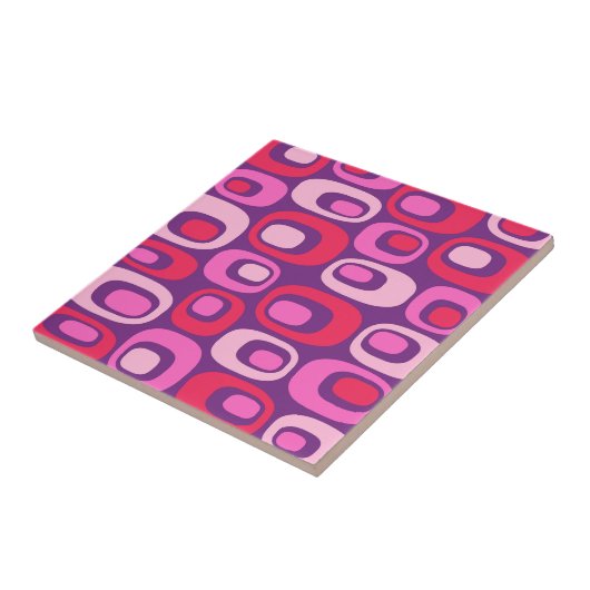 Retro Mid Century Modern Atomic Pattern Rug Tegeltje (Zijkant)