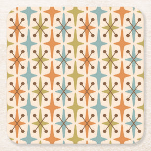 Retro Mid Century modern atoomtijdspatroon Kartonnen Onderzetters