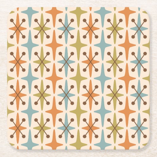 Retro Mid Century modern atoomtijdspatroon Kartonnen Onderzetters (Voorkant)