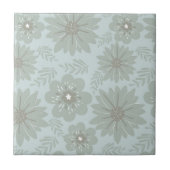 Retro  Mid Century Modern Blauw Grijs Bloem Tegeltje (Voorkant)