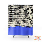 Retro Mid Century Modern Blauw Zwart Abstract Douchegordijn