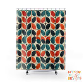 Retro Mid Century Modern Blauwgroen Sinaasappel Ab Douchegordijn