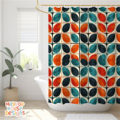 Retro Mid Century Modern Blauwgroen Sinaasappel Ab Douchegordijn