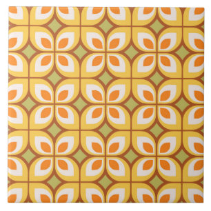 Retro Mid Century Modern Bloemmotief Tegeltje