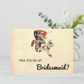 Retro Mid Century Modern Bridesmaid Card Kaart (Staand voorkant)