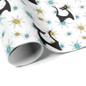 Retro Mid-Century Modern Cat Cadeaupapier (Rol Hoek)