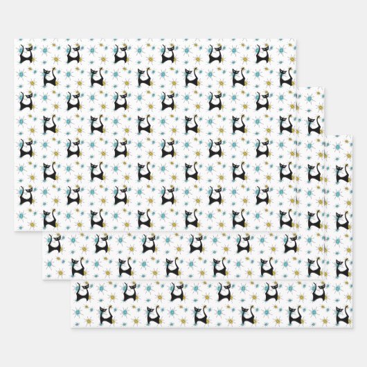 Retro Mid-Century Modern Cat Inpakpapier Vel (Set)