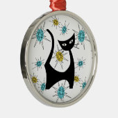 Retro Mid-Century Modern Cat Metalen Ornament (Rechts)