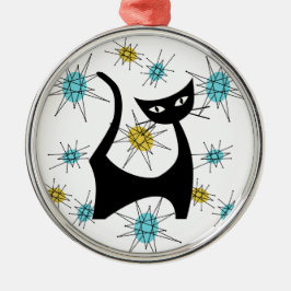 Retro Mid-Century Modern Cat Metalen Ornament