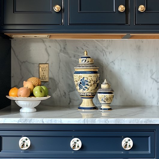 Retro Mid Century Modern Cat Ruimteschip Keramische Knop