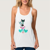 Retro Mid Century Modern CatNip Atomic Cat Tanktop (Voorkant)