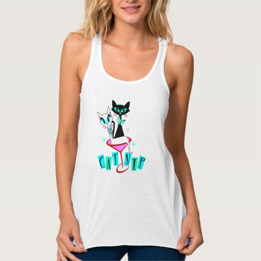 Retro Mid Century Modern CatNip Atomic Cat Tanktop (Voorkant)