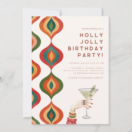 Retro Mid-Century Modern | Christmas Birthday Kaart (Voorkant)