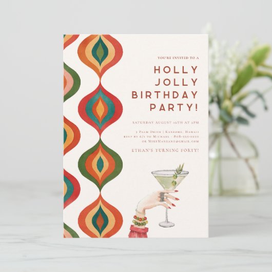 Retro Mid-Century Modern | Christmas Birthday Kaart (Staand voorkant)