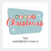 Retro Mid-Century Modern Christmas Retouradres Vierkante Sticker (Voorkant)