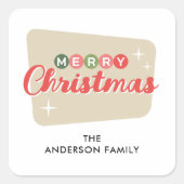 Retro Mid-Century Modern Christmas Retouradres Vierkante Sticker (Voorkant)