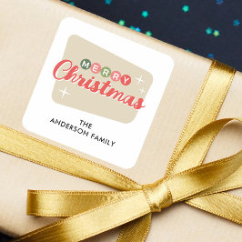 Retro Mid-Century Modern Christmas Retouradres Vierkante Sticker