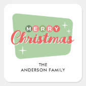 Retro Mid-Century Modern Christmas Retouradres Vierkante Sticker (Voorkant)