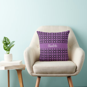 Retro mid century modern cirkel naam monogram kussen
