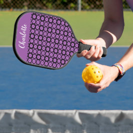 Retro mid century modern cirkel naam monogram pickleball paddle