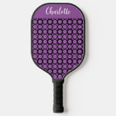 Retro mid century modern cirkel naam monogram pickleball paddle (Voorkant)