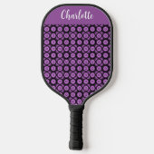 Retro mid century modern cirkel naam monogram pickleball paddle (Achterkant)